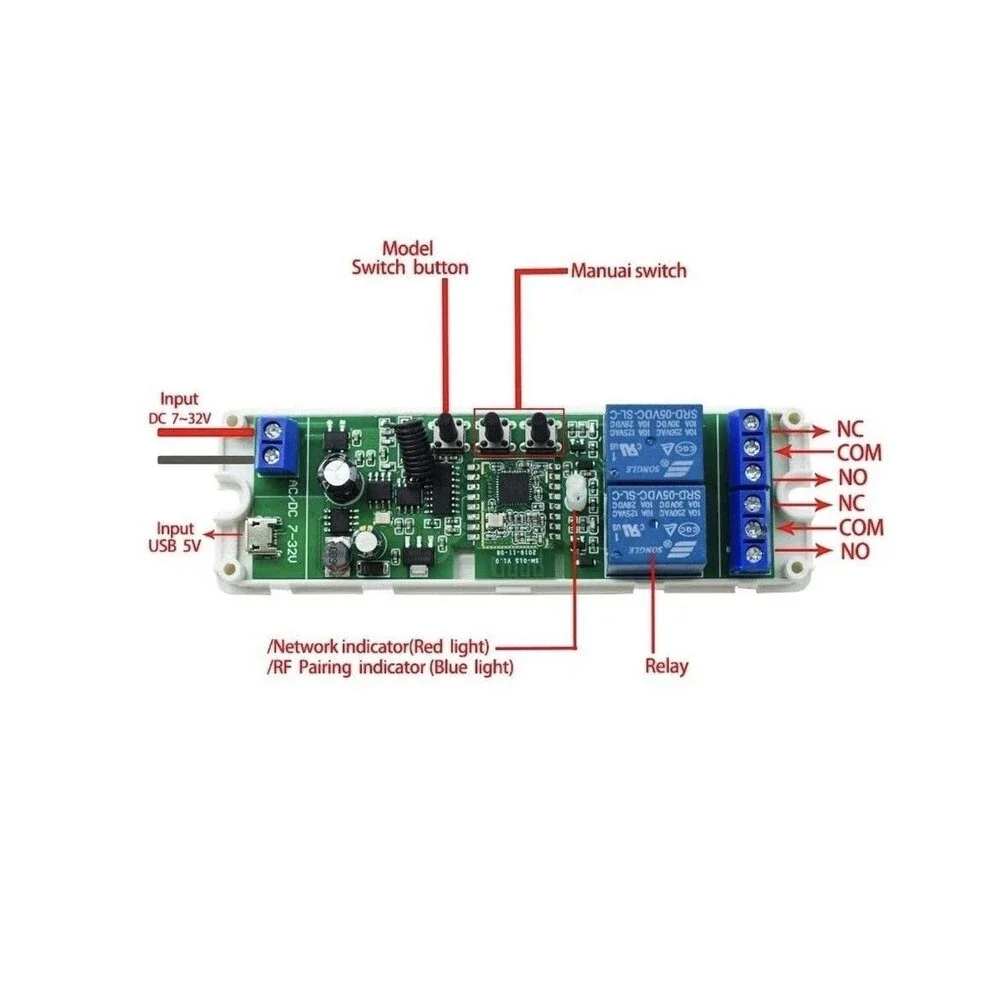 2 Channel 5V 12V ZigBee Smart Relay Switch,Adjustable Self Lock and... Fast Ship